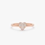 14K Solid Gold Pave Natural Diamond Heart Ring