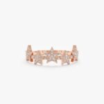 14K Solid Gold Pave Natural Diamond Multi Star Ring - Image 4