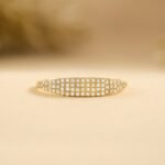 14K Solid Gold Pave Natural Diamond Wide Ring - 图片 5