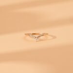 14K Solid Gold Pear and Round Natural Diamond Nesting Ring - Image 2