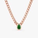 14K Solid Gold Pear Cut Emerald Chain - Image 3