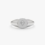 14K Solid Gold Pear Natural Diamond Signet Ring - 图片 2