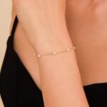 18k Solid Gold Pearl Station Bracelet - 图片 5