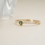 14K Solid Gold Peridot and Natural Diamond Engagement Ring - 图片 3