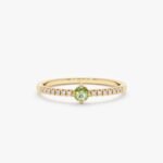 14K Solid Gold Peridot and Natural Diamond Engagement Ring - 图片 5