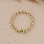 18K Solid Gold Peridot Chain Ring - 图片 3