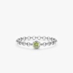 18K Solid Gold Peridot Chain Ring - 图片 2