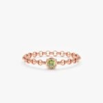18K Solid Gold Peridot Chain Ring - 图片 4