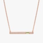 Peridot Natural Diamond Bar Necklace - Image 4