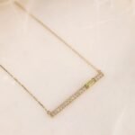 Peridot Natural Diamond Bar Necklace - Image 2