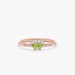 14K Solid Gold Peridot Diamond Crown Ring - Image 5