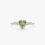 18K Solid Gold Peridot Heart Ring - 图片 5