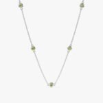 14K Solid Gold Peridot Station Necklace - Image 2