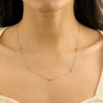 14K Solid Gold Peridot Station Necklace - Image 5