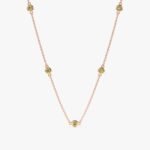 14K Solid Gold Peridot Station Necklace - Image 3