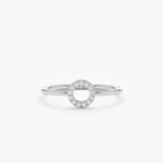14K Solid Gold Petite Natural Diamond Circle Ring - Image 2