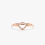 14K Solid Gold Petite Natural Diamond Circle Ring - Image 3