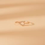 14K Solid Gold Petite Natural Diamond Circle Ring - Image 4