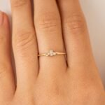 14K Solid Gold Petite Natural Diamond Cluster Ring - 图片 4