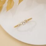 14K Solid Gold Petite Natural Diamond Cluster Ring - 图片 3