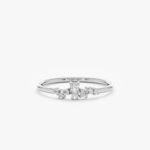 14K Solid Gold Petite Natural Diamond Cluster Ring - 图片 2