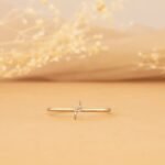 14K Solid Gold Petite Natural Diamond Lightning Bolt Ring - 图片 5