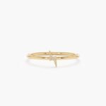 14K Solid Gold Petite Natural Diamond Lightning Bolt Ring - 图片 3