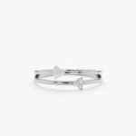 14K Solid Gold Petite Heart and Natural Diamond Cluster Ring - Image 2