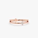 14K Solid Gold Petite Heart and Natural Diamond Cluster Ring - Image 3