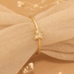 14K Solid Gold Petite Tilted Natural Diamonds Butterfly Ring - Image 4
