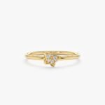 14K Solid Gold Petite Tilted Natural Diamonds Butterfly Ring