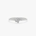 14K Solid Gold Petite Tilted Natural Diamonds Butterfly Ring - Image 2