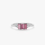14K Solid Gold Natural Diamonds and Pink Sapphire Engagement Ring - Image 2