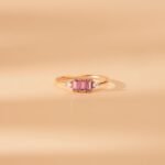 14K Solid Gold Natural Diamonds and Pink Sapphire Engagement Ring - Image 5