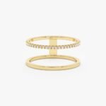 18K 纯金素面天然钻石线戒指