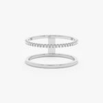 18K Solid Gold Plain and Natural Diamond Line Ring - 图片 2