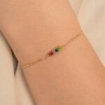 14K Solid Gold Rainbow Sapphire Bar Bracelet - Image 6