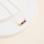 18k Gold Rainbow Sapphire Bar Necklace - Image 6