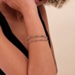 14K Solid Gold Rainbow Sapphire Cuban Chain Bracelet - Image 6