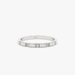 14K Solid Gold Ribbed Natural Diamond Half Eternity Ring