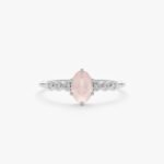 18K Solid Gold Rose Quartz and Natural Diamond Engagement Ring - Image 2