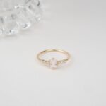 18K Solid Gold Rose Quartz and Natural Diamond Engagement Ring - Image 4