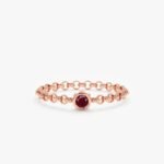 18K Solid Gold Ruby Chain Ring - 图片 2
