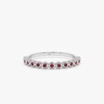 18K Solid Gold Ruby Half Eternity Band - 图片 2