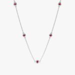 14K Solid Gold Ruby Station Necklace - Image 4
