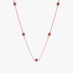 14K Solid Gold Ruby Station Necklace - Image 2