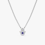 Sapphire & Natural Diamonds Hamsa Necklace - 图片 3