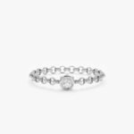 18K Solid Gold Single Natural Diamond Chain Ring - 图片 2