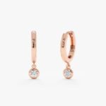 Single Natural Diamond Charm Huggies - 图片 5