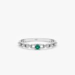 14K Solid Gold Single Emerald Chain Ring - Image 3